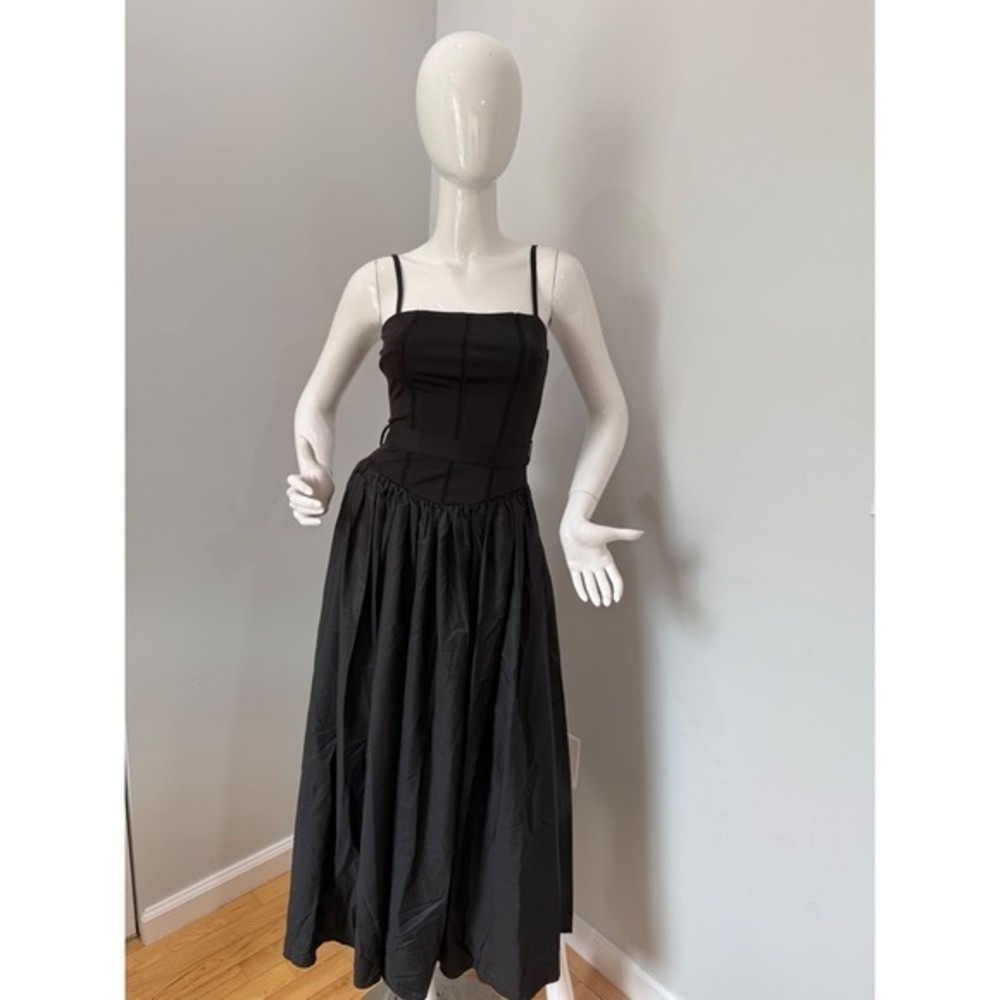 Commense Black Midi Dress Sleeveless Fit and Flare Party Cocktail Dress S - Picture 6 of 7